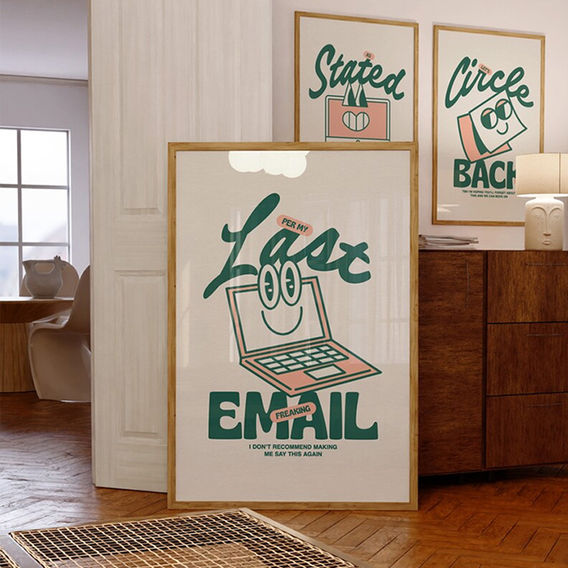 Home Office Email - Komik Yeşil Ofis sanat posterleri Son