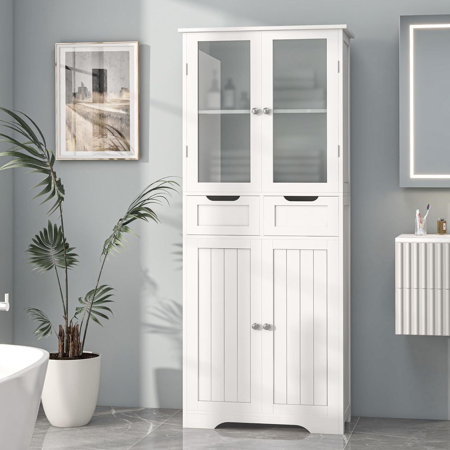 Home Office Furniture Sets - Uzun Boylu Banyo Dolabı Cam Kapılı