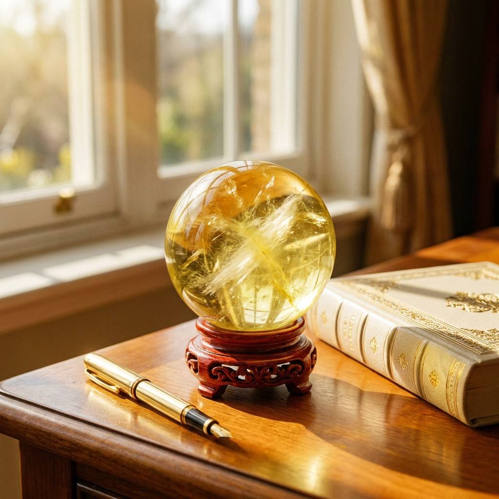 Doğal Sitrin Kristal Küre 2.4- - Home Office Feng Shui incelemesi ve fiyatı