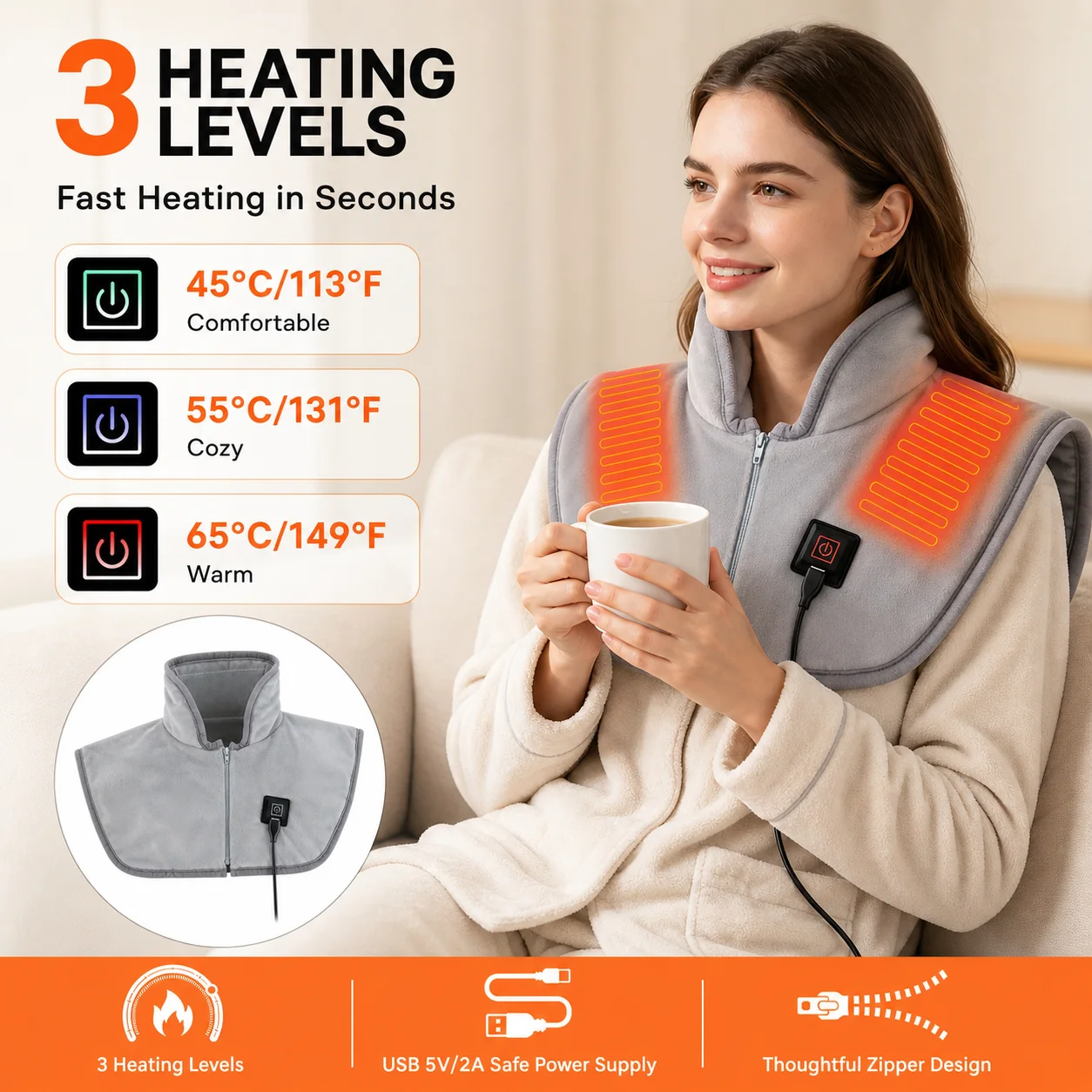 3 Isı Ayarlı USB Isıtmalı Şal, - Home Office Hours incelemesi ve fiyatı