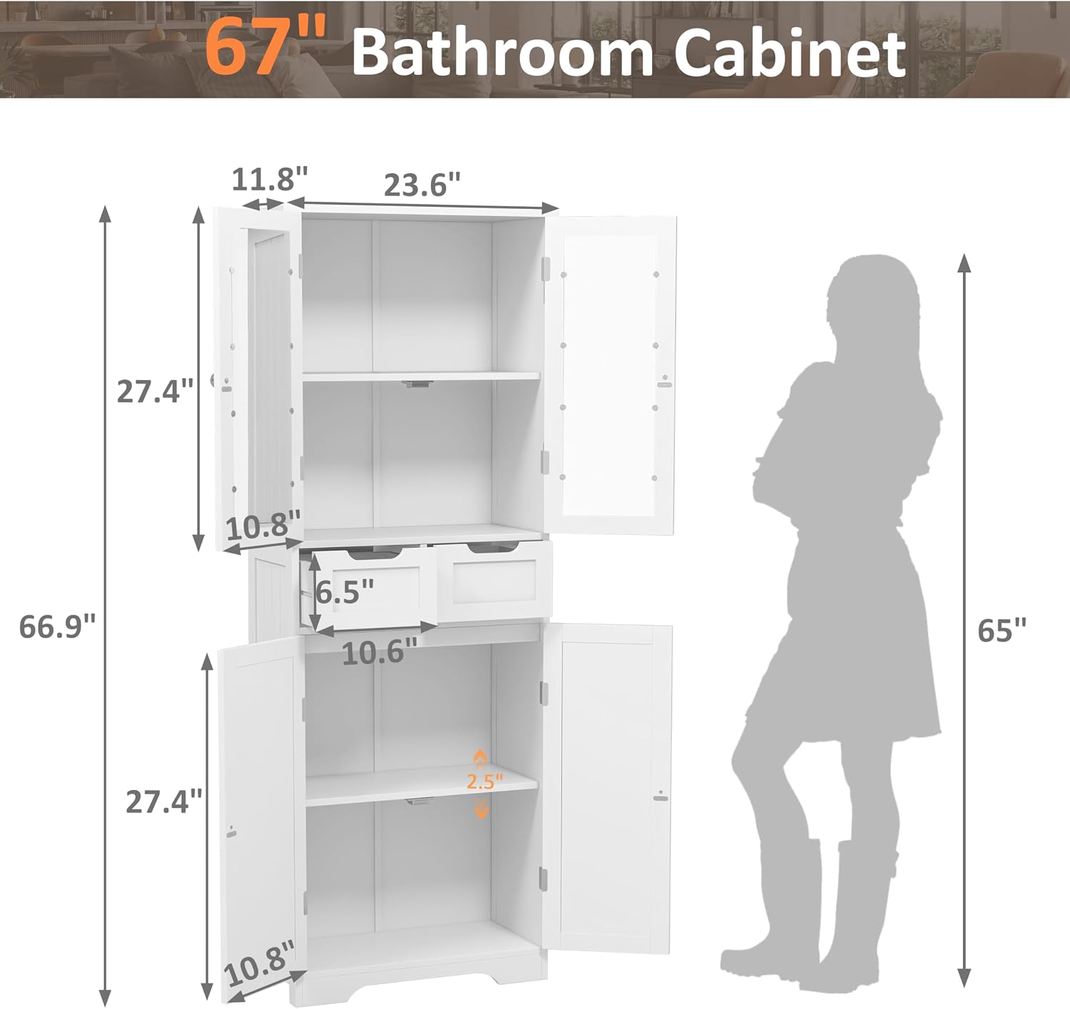 Uzun Boylu Banyo Dolabı Cam Ka - Home Office Furniture Sets incelemesi ve fiyatı